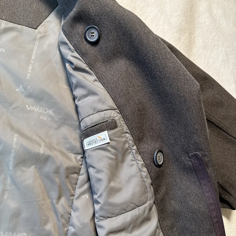 Men's Vaude Double Breasted Blazer Jacket Coat Sz L Gray Ceplex Active